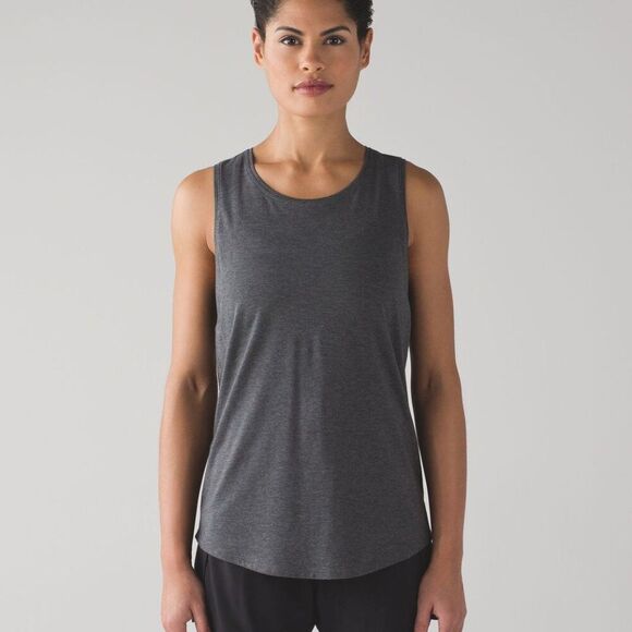 lululemon athletica Tops - Lululemon Muscle Love Tank Heathered Pitch Grey Size 8